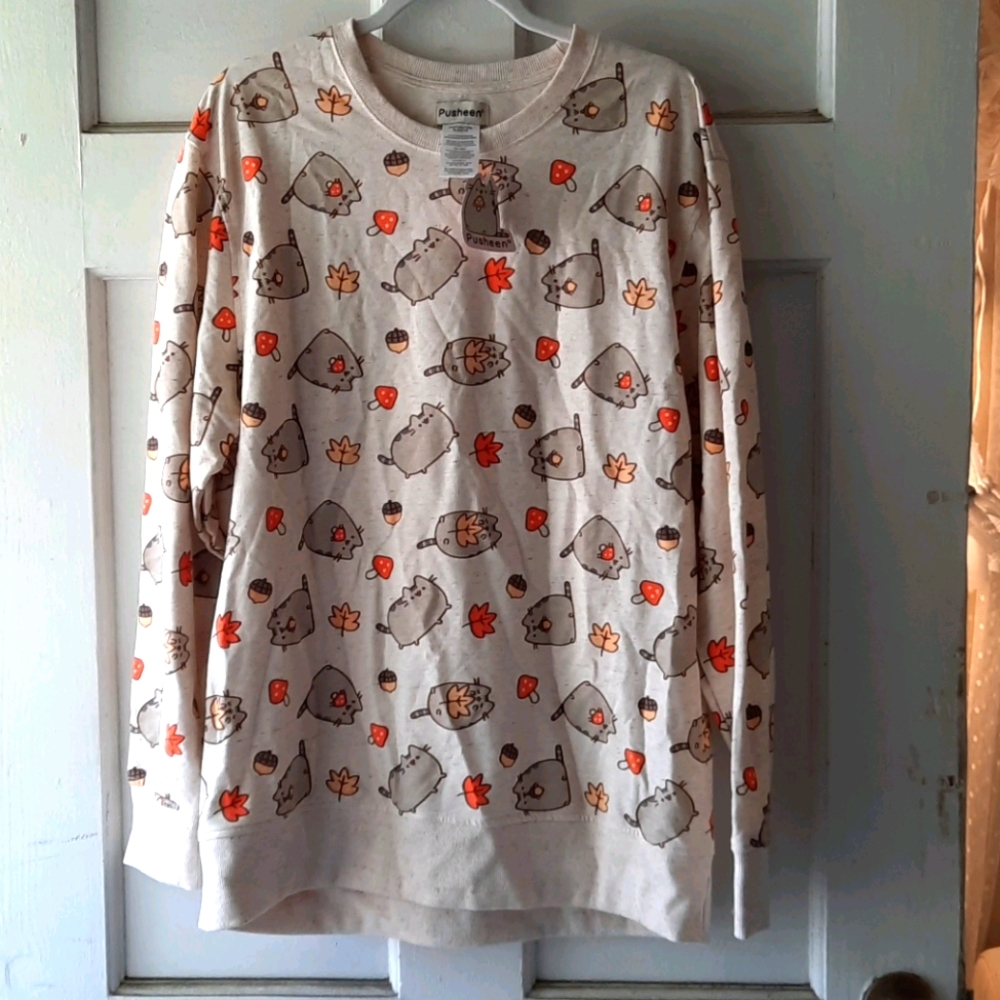 Pusheen Fall Brown Sweatshirt Pullover Lightweight
